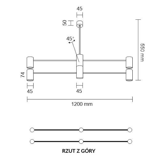 LAMPA sufitowa DAKATA 5636 Shilo metalowa OPRAWA tuby czarne