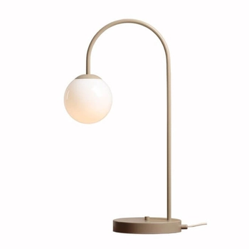 Metalowa lampa stołowa Una 1116B17 Aldex kulista szkło beżowa