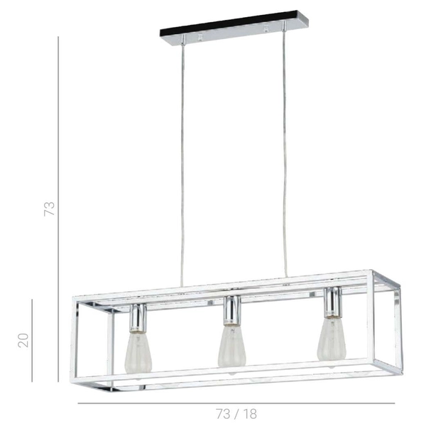 LAMPA wisząca SIGALO MD-BR4367-D3 CH Italux industrialna OPRAWA metalowy ZWIS prostokątna klatka loft chrom