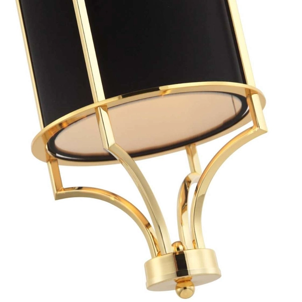 Klasyczna LAMPA wisząca Lunga Gold Nero Orlicki Design abażurowa OPRAWA okrągły ZWIS tuba na łańcuchu czarna złota