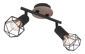 Sufitowa lampa reflektorowa Xara 54802S-2H czarna drewno