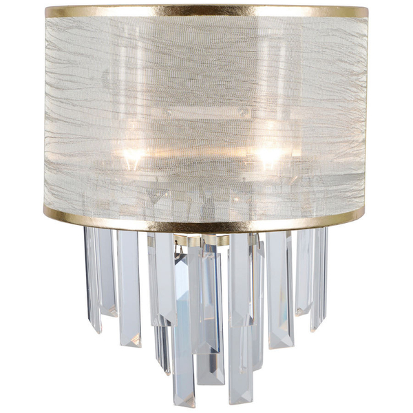Kinkiet LAMPA ścienna TORREIA WL-45660-2 Italux abażurowa OPRAWA crystal glamour mosiądz srebrna