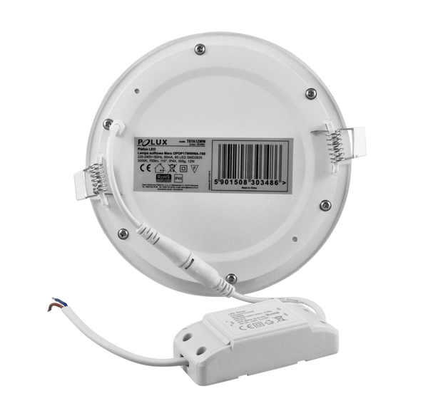 Wpust LAMPA sufitowa MARS 303486 Polux podtynkowa OPRAWA metalowa LED 12W 3000K okrągła do zabudowy biała