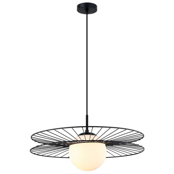 LAMPA wisząca SANDY MDM-4002/1 BK Italux druciana OPRAWA okrągły ZWIS kapelusz czarny