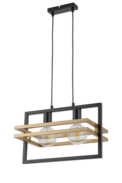 Wisząca lampa salonowa Merci prostokąty czarne złote