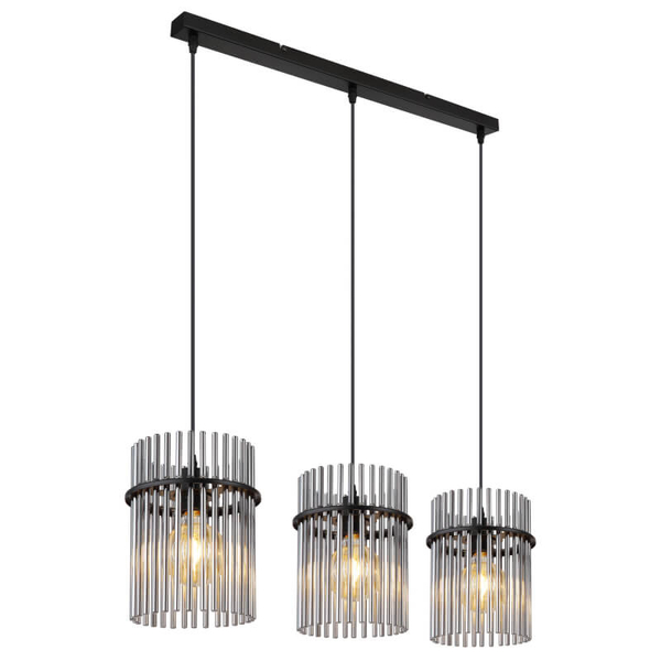 Szklana lampa wisząca GORLEY 15698-3H potrójna do jadalni czarna