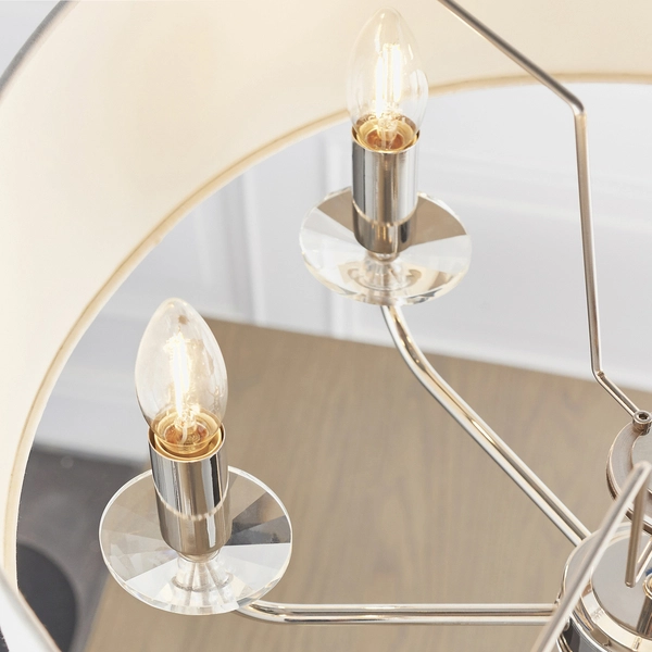 Żyrandol wiszący Nixon 60179 Endon klasyczny abażur nikiel ecru