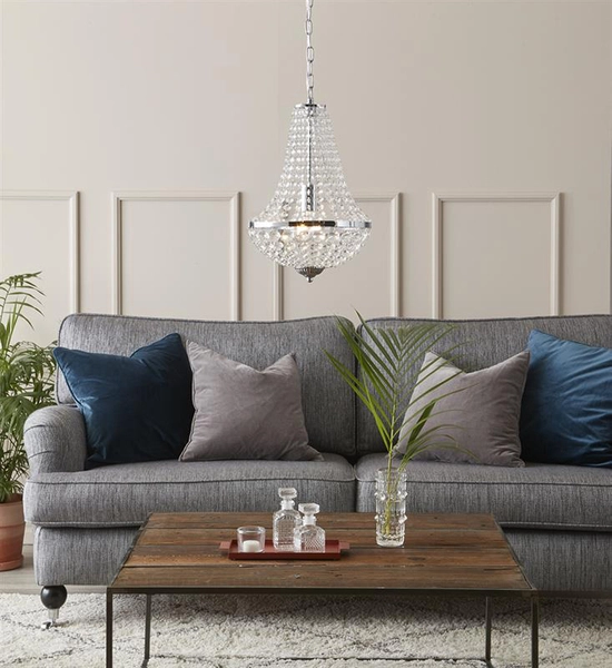 Wisząca lampa pałacowa Granso 104889 kryształki salonowe chrom