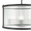 Ryflowana wisząca lampa Bianka BIA0322 do jadalni na łańcuchu czarny