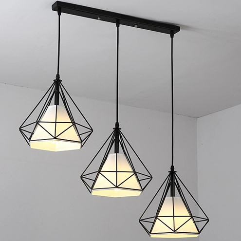 Industrialna lampa wisząca Diamond CHNR3L-E27 Abigali druciana czarna biała