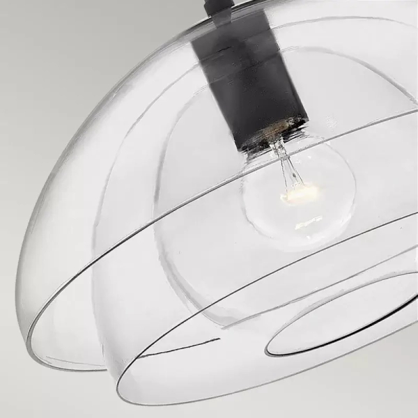 Kopułowa lampa wisząca LOTUS QN-LOTUS-P-BLK szklana czarna przezroczysta