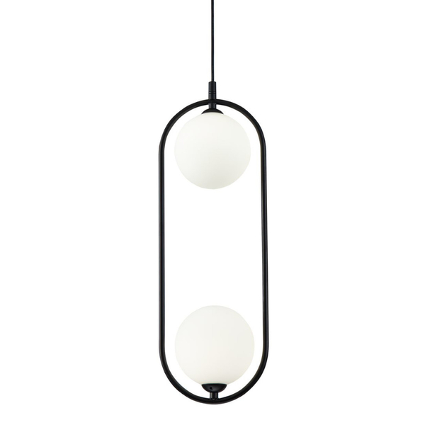 Modernistyczna LAMPA wisząca RING MOD013PL-02B Maytoni metalowa OPRAWA szklane kule balls zwis czarny