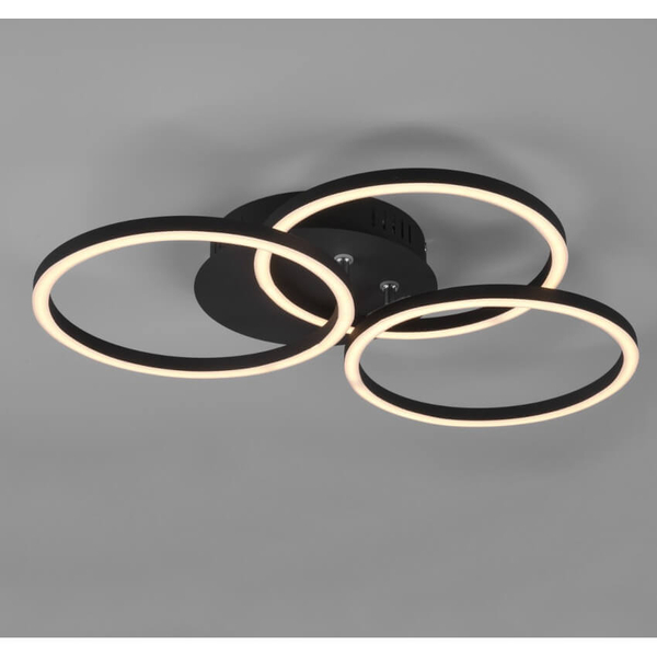 Potrójna lampa sufitowa CIRCLE R62823132 LED 27W 2700-6500K z pilotem czarna