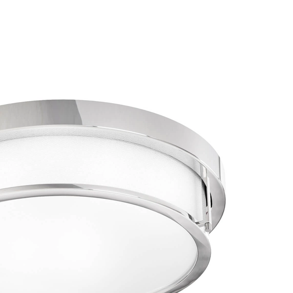 Okrągła lampa sufitowa Romi plafon abażurowy chrom biały