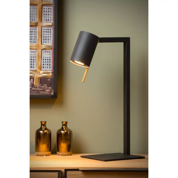 Metalowa lampa stołowa Lesley 03525/01/30 Lucide tubka do gabinetu czarna