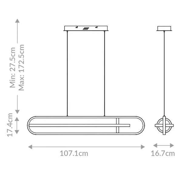 Wisząca lampa owalna Demark QN-DEMARK-LP-BG LED 58W 3000K nad stół złoty