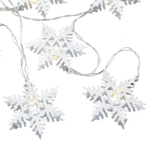 Łańcuch śnieżynki dekoracja choinki 1,35m 10 LED 0,6W biała
