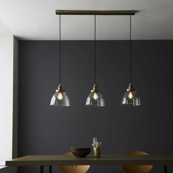 Lampa wisząca na listwie Hansen 98114 Endon przezroczysta mosiądz chrom