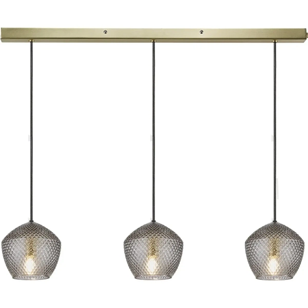 Szklana lampa wisząca Orbiform 2010693047 potrójna bursztynowa czarna