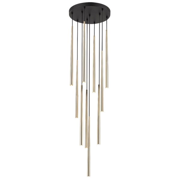 Lampa zwisająca Piano 10118 rurki tuby do sypialni złota czarna