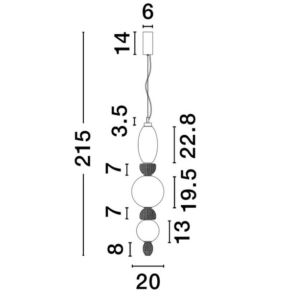 Wisząca lampa do salonu JOAQUIN LE44548 LED 27W 3000K kule biała niebieska złota