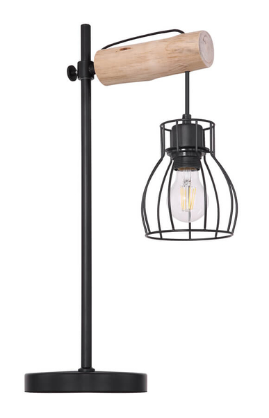 Biurkowa lampa Mina 15326TN do gabinetu czarna drewniana