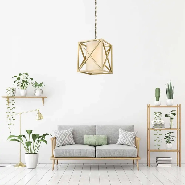 Nowoczesna LAMPA wisząca NEW YORK P01403AU-WH Cosmolight metalowy ZWIS do sypialni klatka tuba złota