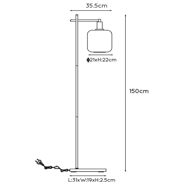 Loftowa lampa podłogowa Joanet 45794/01/65 Lucide czarna przydymiona