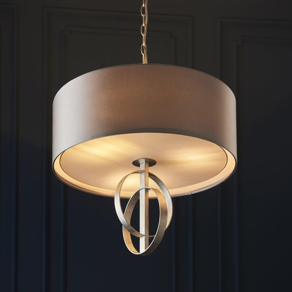 Wisząca lampa okrągła L&-195215 Light& do jadalni na łańcuchu szara