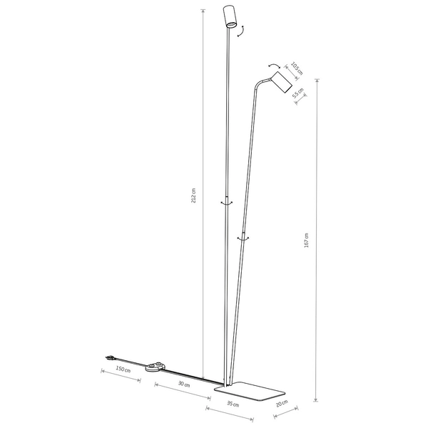 Kierunkowa oprawa gabinetowa Mono 7705 stojąca lampa podłogowa biała