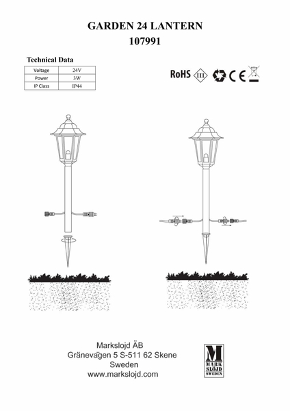 Gruntowa lampa industrialna Garden latarnia LED 3W czarna