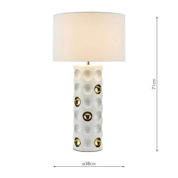 Ceramiczna lampa stołowa Dimple DIM422 Dar Lighting biała złota