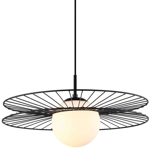 LAMPA wisząca SANDY MDM-4002/1 BK Italux druciana OPRAWA okrągły ZWIS kapelusz czarny