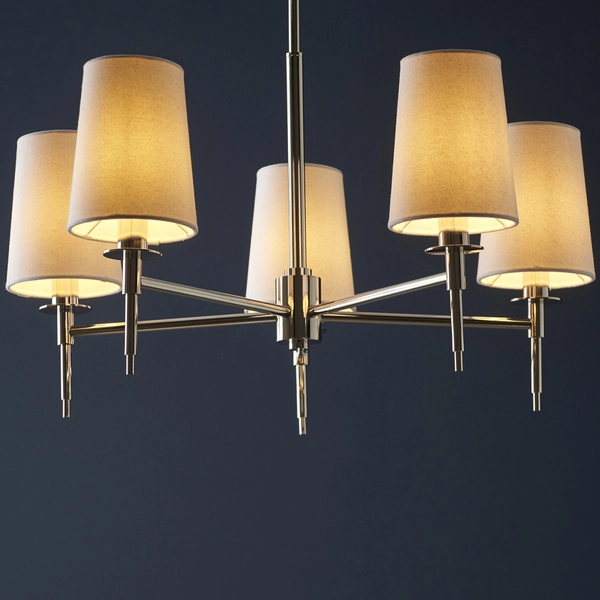 Żyrandol hampton L&-199457 Light& z abażurami białymi nikiel