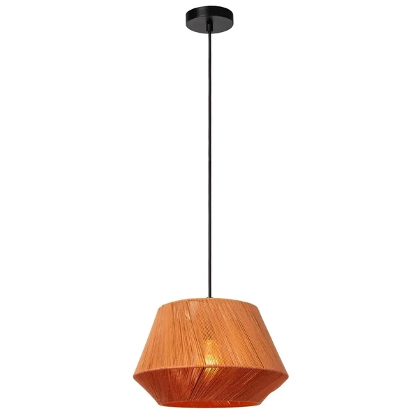 Zwisowa lampa z abażurem Jessica 10421/30/73 Lucide tkaninowa beżowa czarna