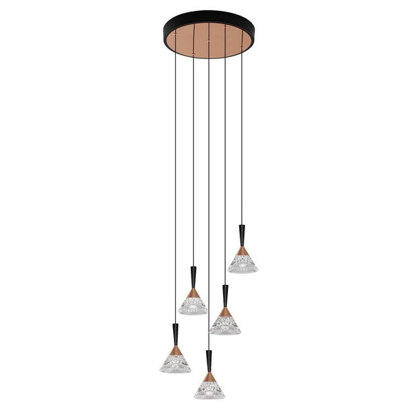 Kaskadowa lampa wisząca GUAY LE44215 LED 30W 3000K stożki czarna złota
