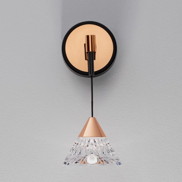 Kryształowy ścienny kinkiet GUAY LE44213 LED 7W 3000K stożek złoty czarny