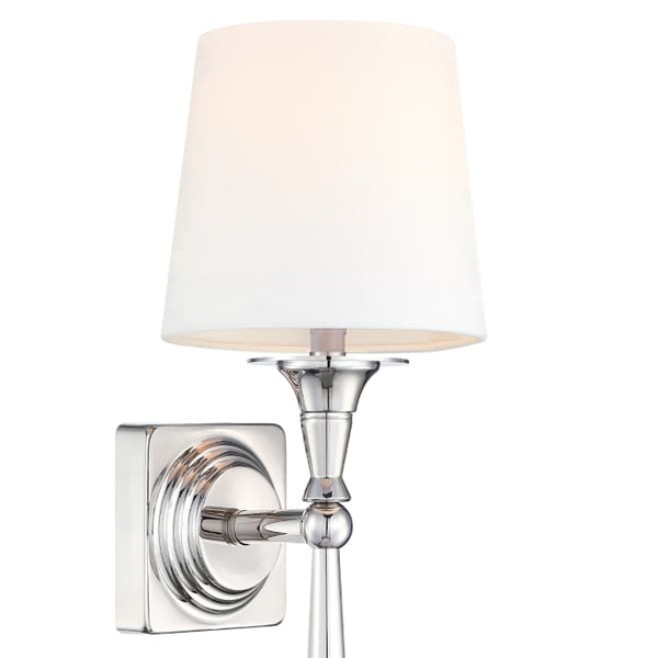 Klasyczna lampa ścienna Austin W01258NI-WH Cosmolight metal tkanina nikiel biała