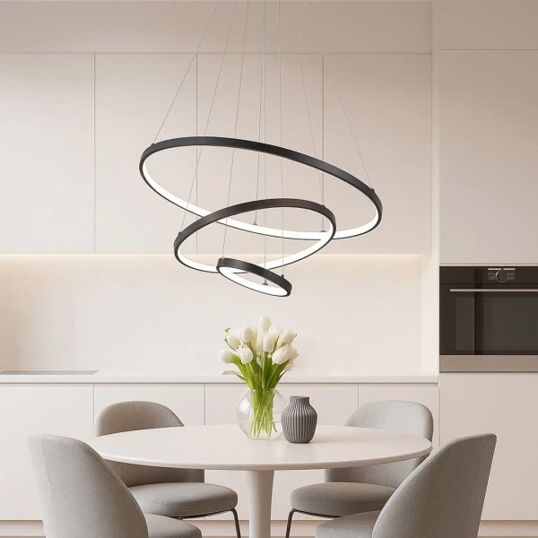 Ledowa zwisająca lampa obręcz Beliza 72346 LED 90W 3000-6500K czarny