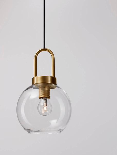 Industrialna lampa wisząca Banes do holu złota przezroczysta