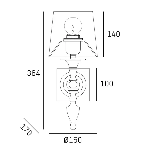 Materiałowa lampa ścienna AUSTIN W01149BK-WH abażurowa czarny biały