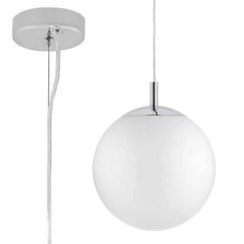 Skandynawska LAMPA wisząca ALUR 10722103 Kaspa szklana OPRAWA kulisty ZWIS kula ball hygge chrom biała