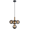 Loftowa LAMPA wisząca RAVENA PND-2324-4B BRO+SG Italux szklana OPRAWA zwis kule balls mosiądz przydymione