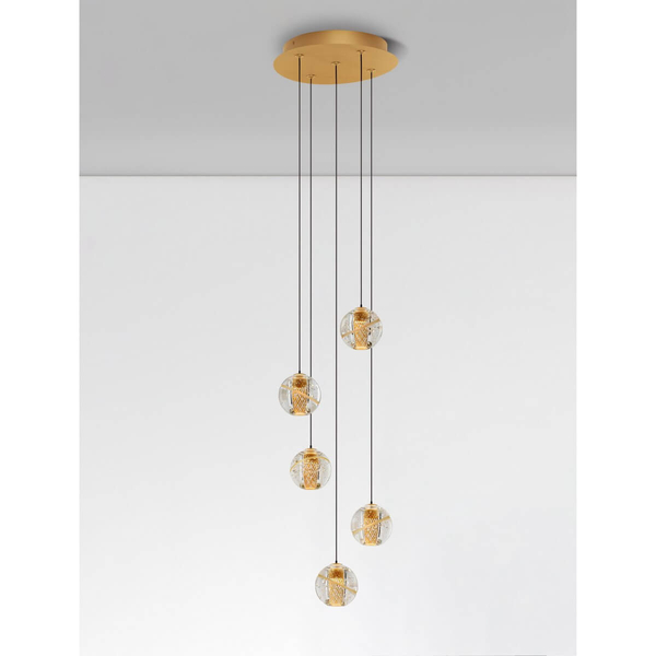 Lampa ścienna CUYO LE44212 LED 16W 3000K kaskadowa złota przezroczysta