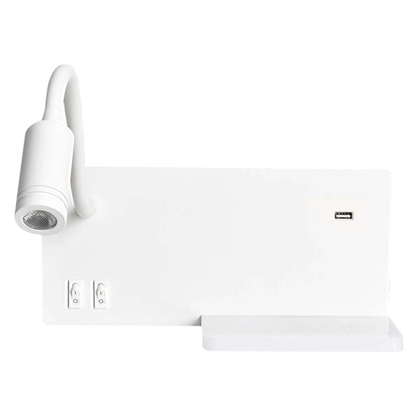 Kinkiet LAMPA ścienna SHELF ML6343 Milagro metalowa OPRAWA półka LED 11W 4000K z portem USB biała