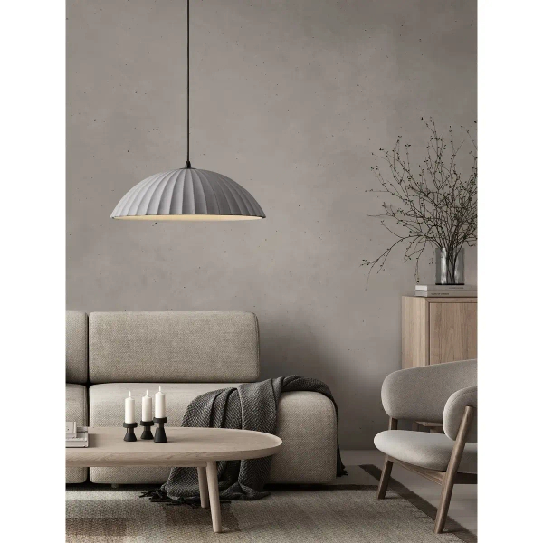Wisząca lampa z betonu GIRONTO LE45303 nad wyspę kopuła szara
