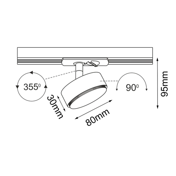 Natynkowa lampa jednofazowa Drop 6259 BROSline spot minimalistyczna biały