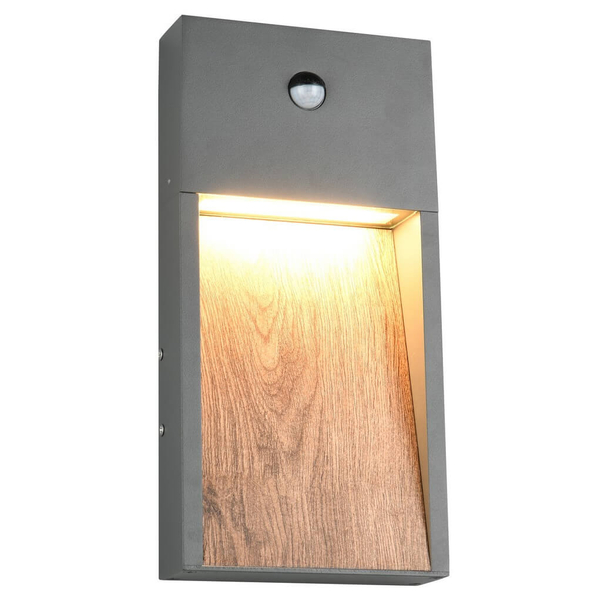 Lampa ścienna Salmon 246969135 LED 13W 3000K IP44 z czujnikiem drewniana