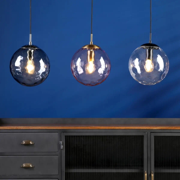 Loftowa wisząca lampa Ripple SP71-RIP8810 szklana kula chrom przydymiony