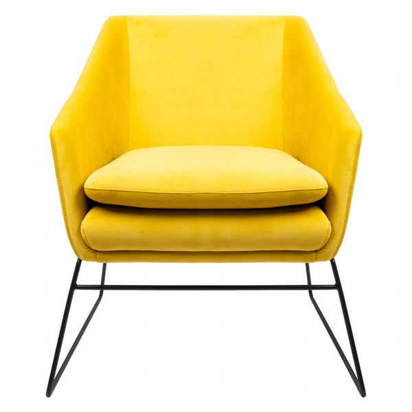 Tkaninowy fotel do sypialni Emma MSE011000308.V20 King Home welurowy żółty